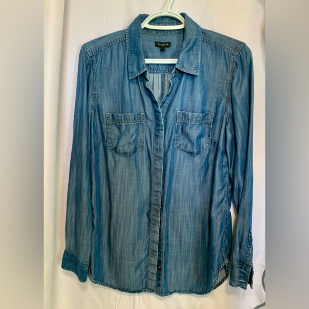 Talbots Blouse Jacket Soft Long Blue Denim Top Small 100% Eco-friendly Lyocell